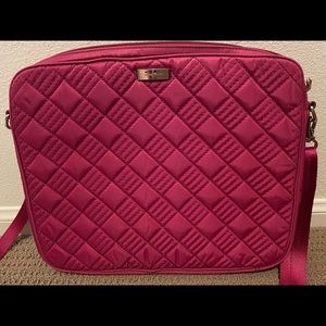 Cole Haan Purple Quilted Laptop Crossbody Bag Fabric Zip Top